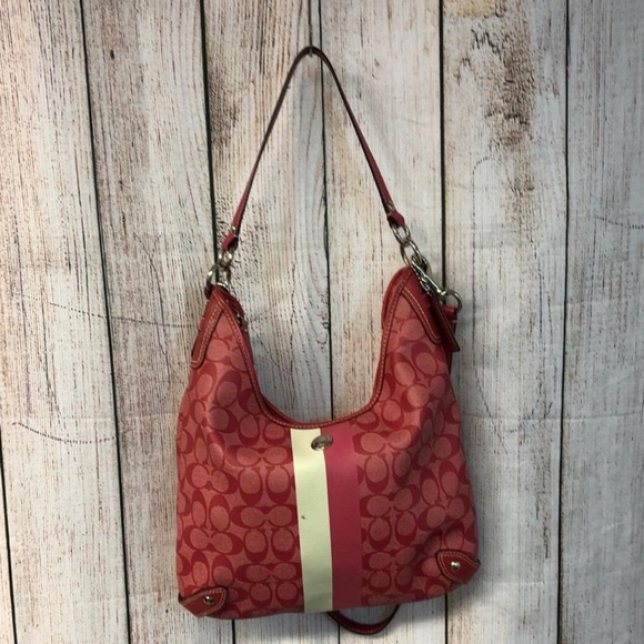 Coach Leather Trim Monogram Hobo Pink  Body Bag - Picture 2 of 8